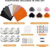 37 Pcs Therian Mask Kit, White Cat Masks DIY to Paint Furry Animal Mask for Halloween Masquerade Cosplay Party