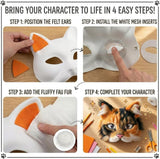 37 Pcs Therian Mask Kit, White Cat Masks DIY to Paint Furry Animal Mask for Halloween Masquerade Cosplay Party
