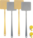 4 Pcs Fly Swatter, Heavy Duty Plastic Manual Fly Swatters with Hanging Hooks for Indoor Outdoor Classroom, Silver Gold