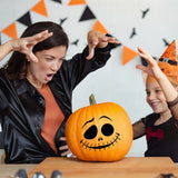 24PCS Pumpkin Face Stickers Craft Kits, 6 Sheets Jack-O-Lantern Decorating Decals for Halloween Party Favors DIY Gifts, Black