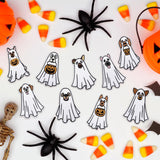 9 Pcs Halloween Dog Ghost Iron on Patches, Spooky Puppy with Pumpkin Embroidered Applique for Clothing Shoes Backpacks Hats Jeans, 3.94 Inch