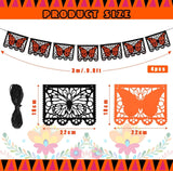 4 Pcs Day of The Dead Banner Papel Picado Monarch Butterfly Banners Mexican Fiesta Decorations for Ofrenda Halloween Party Supplies, 22 x 18 cm