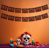 4 Pcs Day of The Dead Banner Papel Picado Monarch Butterfly Banners Mexican Fiesta Decorations for Ofrenda Halloween Party Supplies, 22 x 18 cm