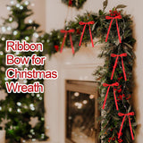50 Pcs Christmas Ribbon Ties, Red Satin Garland Wrapping Straps for Tree Wreath Holiday Stairways Decor, 0.5" Width x 31.5" Length