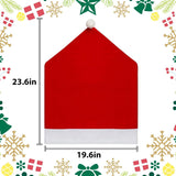 4Pcs Christmas Chair Covers with Hat, Stretch Parsons Chair Back Covers, Removable Washable Slipcovers for Home Hotel Holiday Decoration