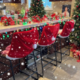 4Pcs Christmas Chair Covers with Hat, Stretch Parsons Chair Back Covers, Removable Washable Slipcovers for Home Hotel Holiday Decoration