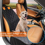 Front Seat Pet Cover for Car - Waterproof Non-Slip Dog Seat Protector for Front Passenger Seat - Scratch-Proof Auto Bench Cover for Pets - Black 110x55cm