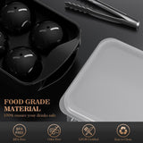 Whiskey Ice Cubes Mold 2 Pack - Round Cube & Ball Maker Set with Storage Bin, Trays Lid, Tongs for Bourbon Cocktails, Gifts Lover