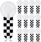 12 Pcs Race Car Party Favors Portable Fan Bulk Mini Handheld Personal Fans Checkered Black and White for Team Gift Travel Summer Outdoor Decorations -