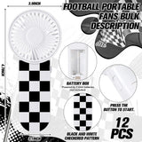 12 Pcs Race Car Party Favors Portable Fan Bulk Mini Handheld Personal Fans Checkered Black and White for Team Gift Travel Summer Outdoor Decorations -