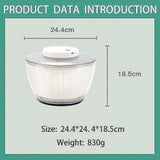 4.5L Electric Vegetable Spin Dryer - USB Rechargeable