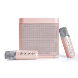 Portable Karaoke Machine with 2 Wireless Microphones Portable Bluetooth Speaker for Family Party Singing Pink