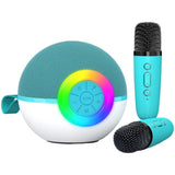 Portable Karaoke Microphone Machine Mini Bluetooth Speaker with 2 Wireless Mics Pink