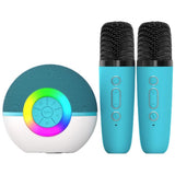 Portable Karaoke Microphone Machine Mini Bluetooth Speaker with 2 Wireless Mics Green
