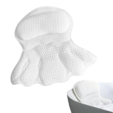 Bath Neck and Head Rest Pillow with Suction Cups - White