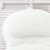 Bath Neck and Head Rest Pillow with Suction Cups - White