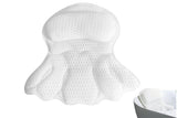Bath Neck and Head Rest Pillow with Suction Cups - White