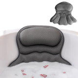 Bath Neck and Head Rest Pillow with Suction Cups - Gray