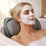 Bath Neck and Head Rest Pillow with Suction Cups - Gray