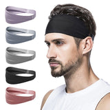 Elastic Sports Sweat-Wicking Headband, Non-Slip Workout Hair Band for Yoga, Running, and Cycling—Men and Women—Gray