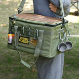 36L Outdoor Tactical Storage Bag with Detachable Wooden Board, Multifunctional Camping Handbag—Purple