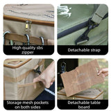 36L Outdoor Tactical Storage Bag with Detachable Wooden Board, Multifunctional Camping Handbag—Purple