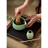 Diancha Tea Whisk Set, Bamboo Tea Tools with Ceramic Tea Bowl, Complete Powder Tea Making Kit, Gift Set for Tea Lovers-Green