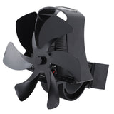 6 Blade Magnet Wall Mount Heat Powered Stove Fan Pipe Fireplace Fan Magnetic Installation for Wood Log Burners Black