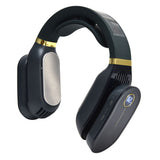 LED Neck Fan Hands Free Bladeless Fan with Heating and Cooling Function Low Noise Dual 3 Speeds for Traveling Hiking StudyBlue