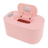 Wipe Warmer Wet Wipe Dispenser USB Powered Constant Temperature Large Capacity with Display Wipe Heater for Infants Pink