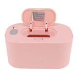 Wipe Warmer Wet Wipe Dispenser USB Powered Constant Temperature Large Capacity with Display Wipe Heater for Infants Pink