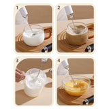 Electric Egg Frother Multifunctional Cordless Handheld Milk Frother for Household Kitchen Baking Coffee White