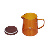 500ml Heat Resistant Coffee Server with Wooden Lid Household Tea Kettle for Home OfficeBrown