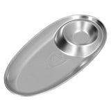 304 Stainless Steel Snack Plate Silver Oval Divided Spice Dish for Home Outdoor CampingL