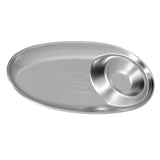 304 Stainless Steel Snack Plate Silver Oval Divided Spice Dish for Home Outdoor CampingL