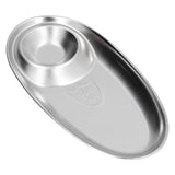304 Stainless Steel Snack Plate Silver Oval Divided Spice Dish for Home Outdoor CampingS