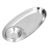 304 Stainless Steel Snack Plate Silver Oval Divided Spice Dish for Home Outdoor CampingS