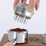 Coffee Needle Distributor with Base Effective Dispersion Rust Resistant Stainless Steel Hand Coffee Stirrer Silver 53mm/2.1in