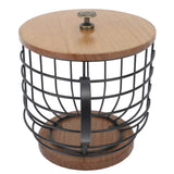 Coffee Pod Holder Iron Large Capacity Space Saving Wooden Base Coffee Pods Storage Organizer for Home Coffee Bar Black with Lid