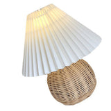 Small Table Lamp Bedside Nightstand Mini Lamp for Bedroom Living Room Side Table Rattan Pleated Aesthetic Vintage Lamp