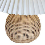 Small Table Lamp Bedside Nightstand Mini Lamp for Bedroom Living Room Side Table Rattan Pleated Aesthetic Vintage Lamp