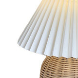 Small Table Lamp Bedside Nightstand Mini Lamp for Bedroom Living Room Side Table Rattan Pleated Aesthetic Vintage Lamp