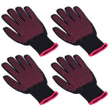 4Pcs Heat Resistant Gloves High Temperature Resistant Anti Scalding Mitts with Silicone BumpsRose Red Silicone Rose Red Edge