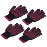 4Pcs Heat Resistant Gloves High Temperature Resistant Anti Scalding Mitts with Silicone BumpsRose Red Silicone Rose Red Edge