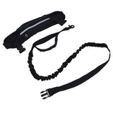 Sports Belt Bag Leash Set Reflective Elastic Explosion Proof Dog Running Traction Rope for Walking RunningBlack