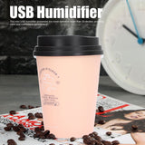 USB Humidifier 300ml Coffee Cup Low Noise Auto Off Compact Lightweight Space Saving Mini Humidifier for Car Home OfficePink