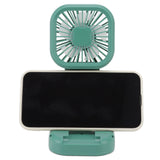 Portable Folding Fan 3 Level Wind Speed USB Powered Rechargeable Rotatable Handheld Desktop Small Fan Green