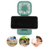 Portable Folding Fan 3 Level Wind Speed USB Powered Rechargeable Rotatable Handheld Desktop Small Fan Green