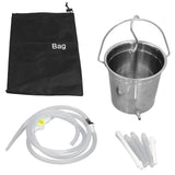 2L Enema Bucket Kit with Silicone Tubing Nozzle Tips Storage Bag Stainless Steel Coffee Milk Barrel