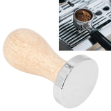 Coffee Tamper Detachable Food Grade Stainless Steel Flat Bottom Coffee Powder Press Hammer with Wooden Handle 49mm